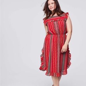 LOFT Plus Red Ruffle Dress in Red Print